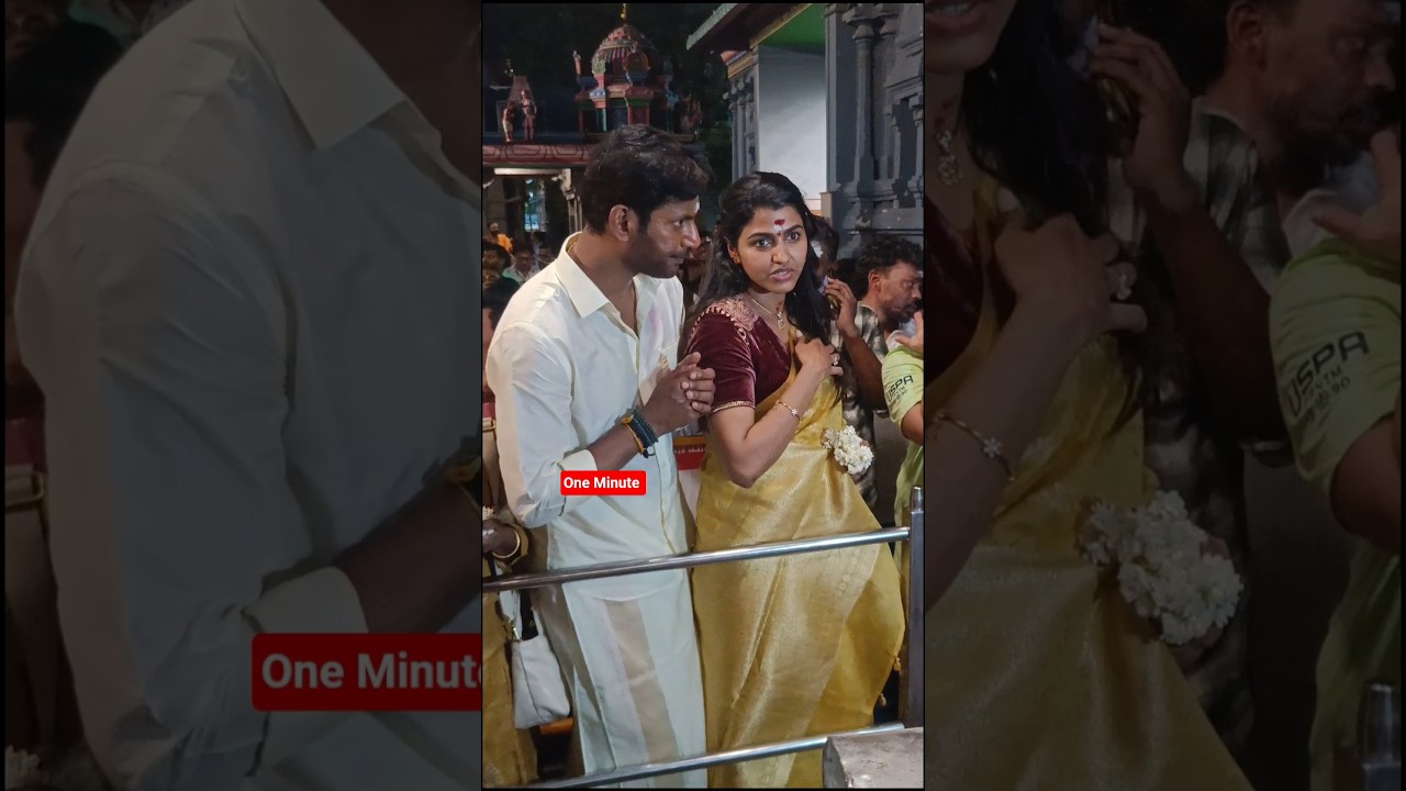 விஷால் - தன்ஷிகா நிச்சயதார்த்தம்! 💍❤️ கோவிலுக்கு வந்த தம்பதிகள் 😍✨ #vishal #saidhanshika #trinding