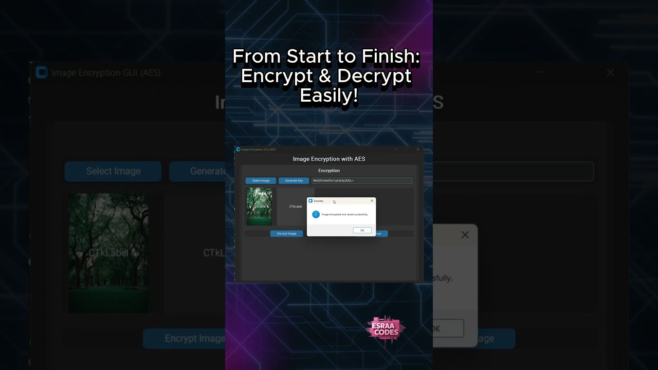 Comprehensive GUI Demonstration of Image Encryption App (Python + AES)