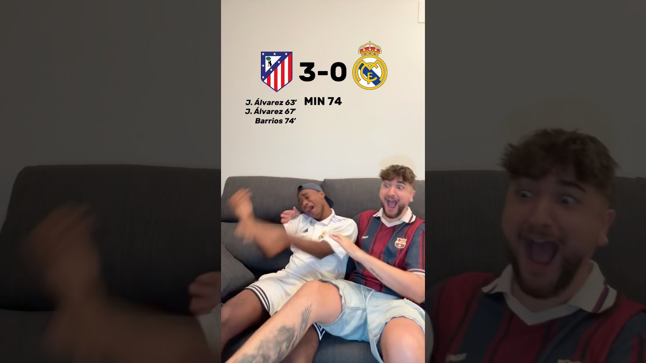 Aficionados culés y madridistas en el derbi Atlético-Real Madrid