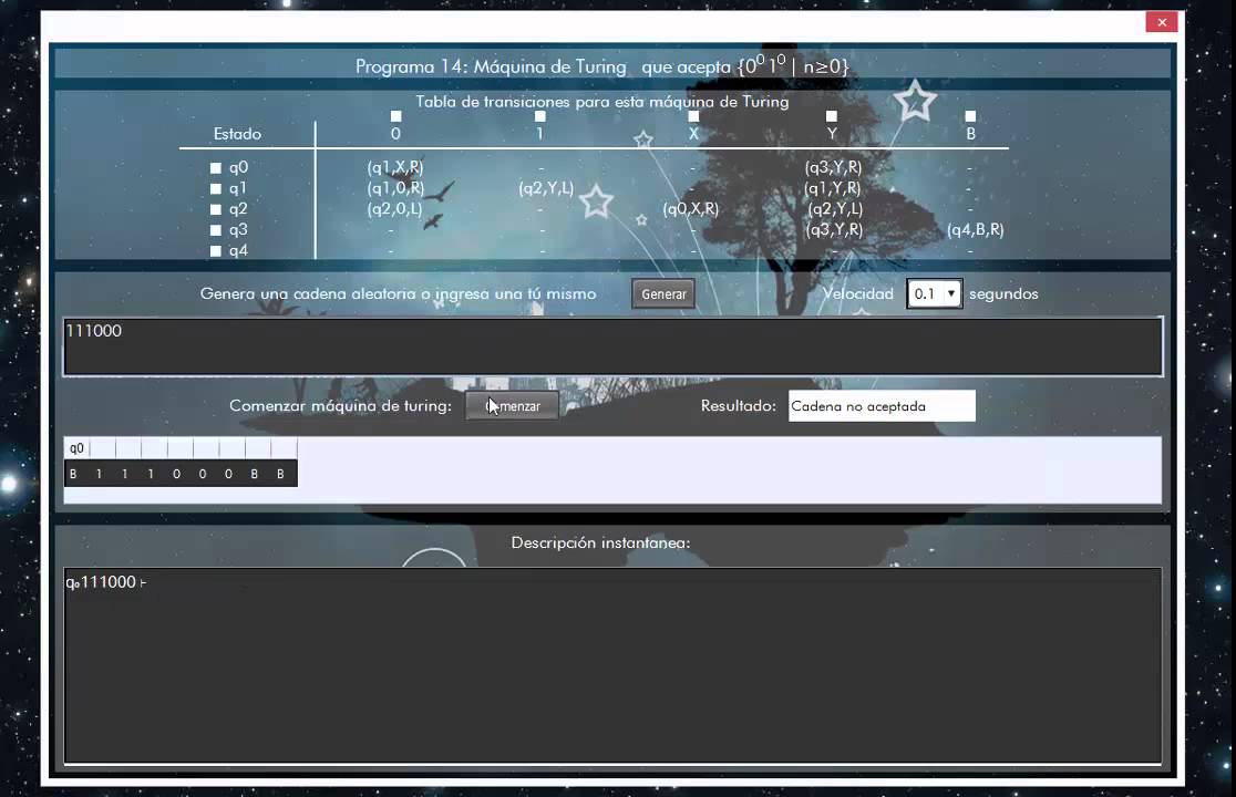 Máquina de Turing para cadenas 0^n 1^n