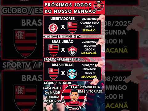 PRÓXIMO JOGO DO FLAMENGO CONTRA O INTERNACIONAL PELA LIBERTA | FLA X VITÓRIA MENGÃO X GRÊMIO | MENGO