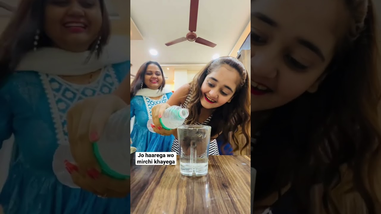 Water full Glasss Challenge Jo Harega wo Mirchi Khayega #bindasskavya #shorts