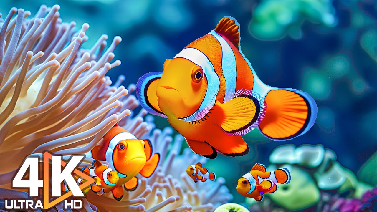 Relaxing 4K Ultra HD Aquarium π Beautiful Coral Fish & Jellyfish for Sleep & Stress Relief