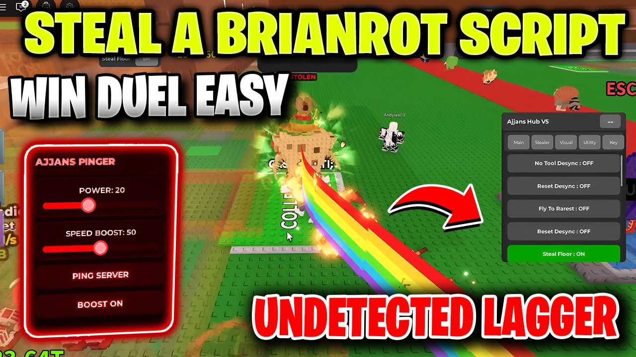 Steal A Brainrot Lagger Script Unpatched [ AJJAN LAGGER PING ] Best for Duel and Public Server