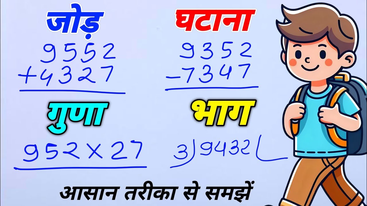 आसान तरीके से जोड़, घटाना, गुणा, भाग सीखें | गणित की मूल बातें सरल तरीके से 🧮