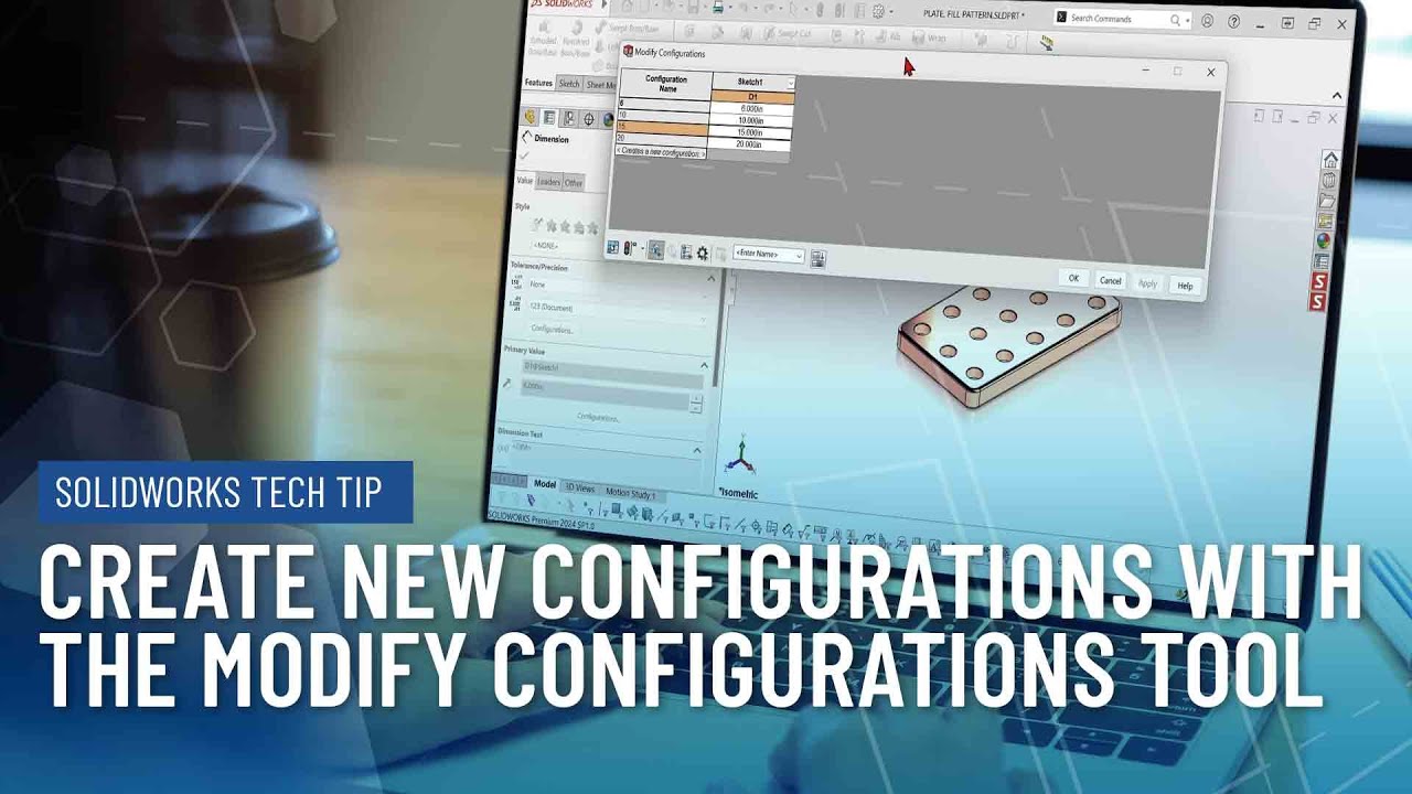 Create New Configurations with Modify Configurations in SOLIDWORKS