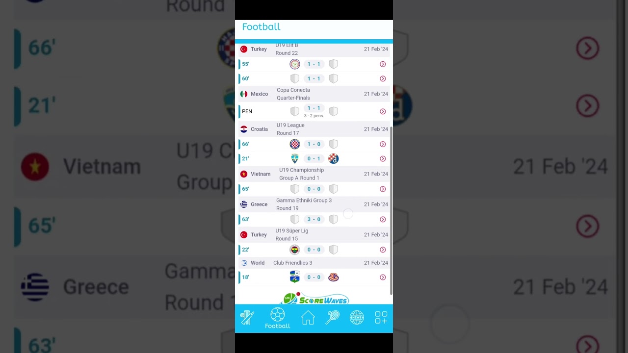 Scorewaves Android App - Live Football Scores