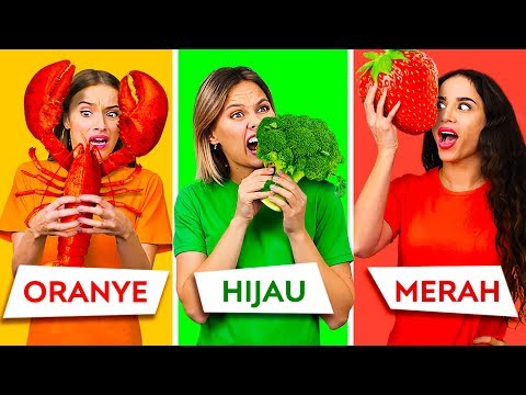 MAKAN SATU WARNA MAKANAN DALAM 24 JAM! Yang Terakhir BERHENTI Makan, Menang!