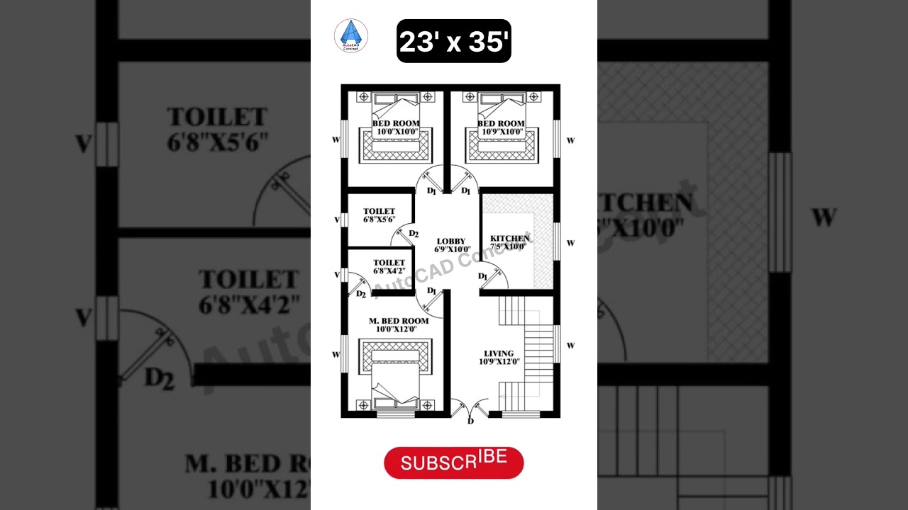 Simple 23x35 House Plans with Parking 🚗