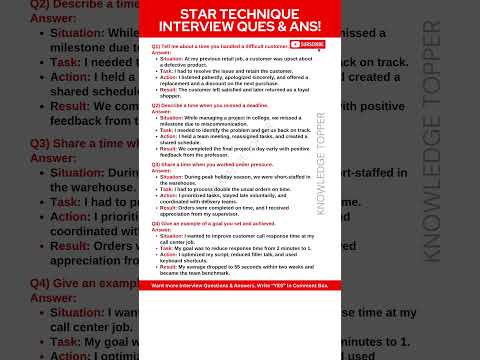 Star Interview Questions and Answers | Star Technique Interview