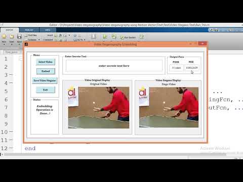 MTLAB code of Video Steganography - Hiding Text into Video