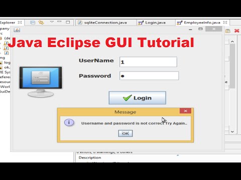 Java Eclipse GUI Tutorial 5 # Login Program for java with sqlite database PART-1