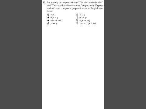 1.1 Propositional logic Q10 #maths  #discretemaths #logic #proposition #shorts #youtubeshorts #viral