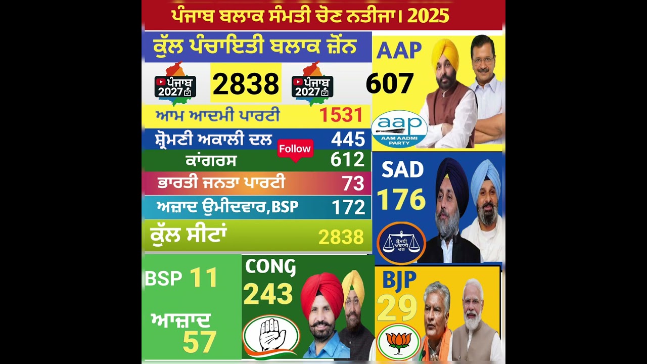 Punjab zilaparishadand block samiti election result 2025 #bhagwantmann aappunjab #akalidal #congress