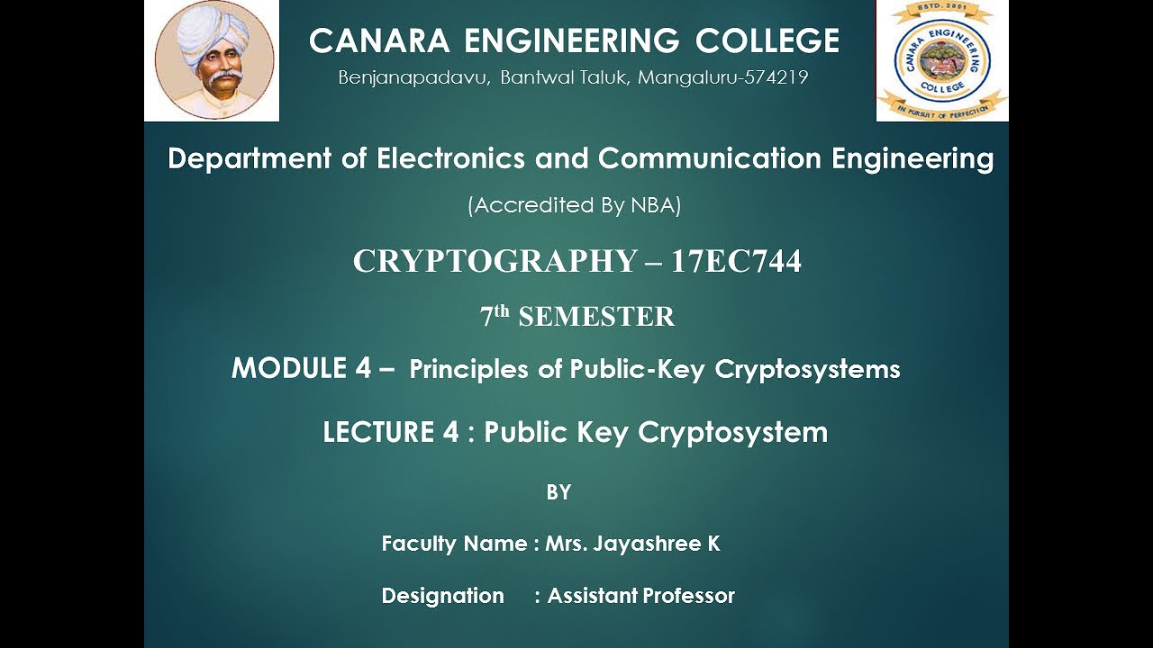 Understanding Public Key Cryptosystems | VTU CRYPTO 17EC744 M4 L4 π‘