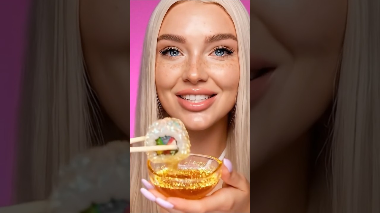 Glass Sushi with Golden Sauce ✨