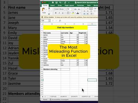 The Most Misleading Function in Excel #excel #computing #olevel #secondary