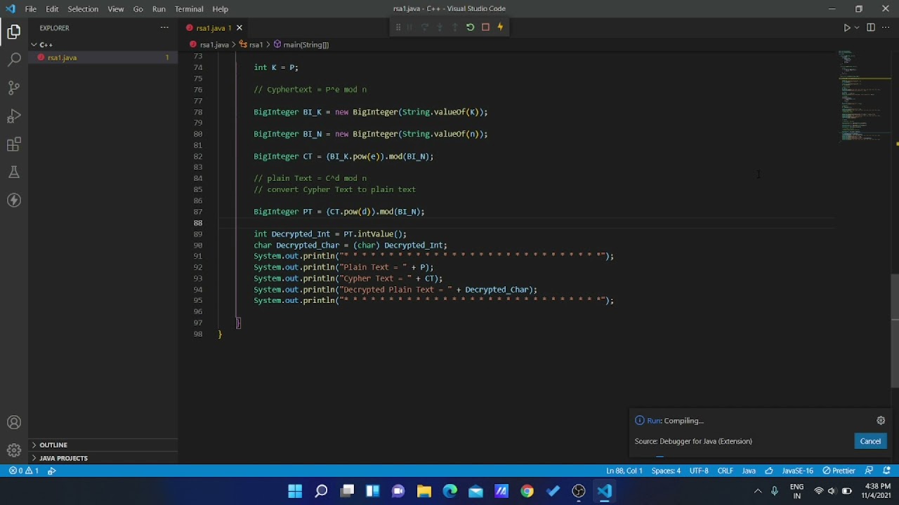 RSA Algorithm in Java with Code 🔐