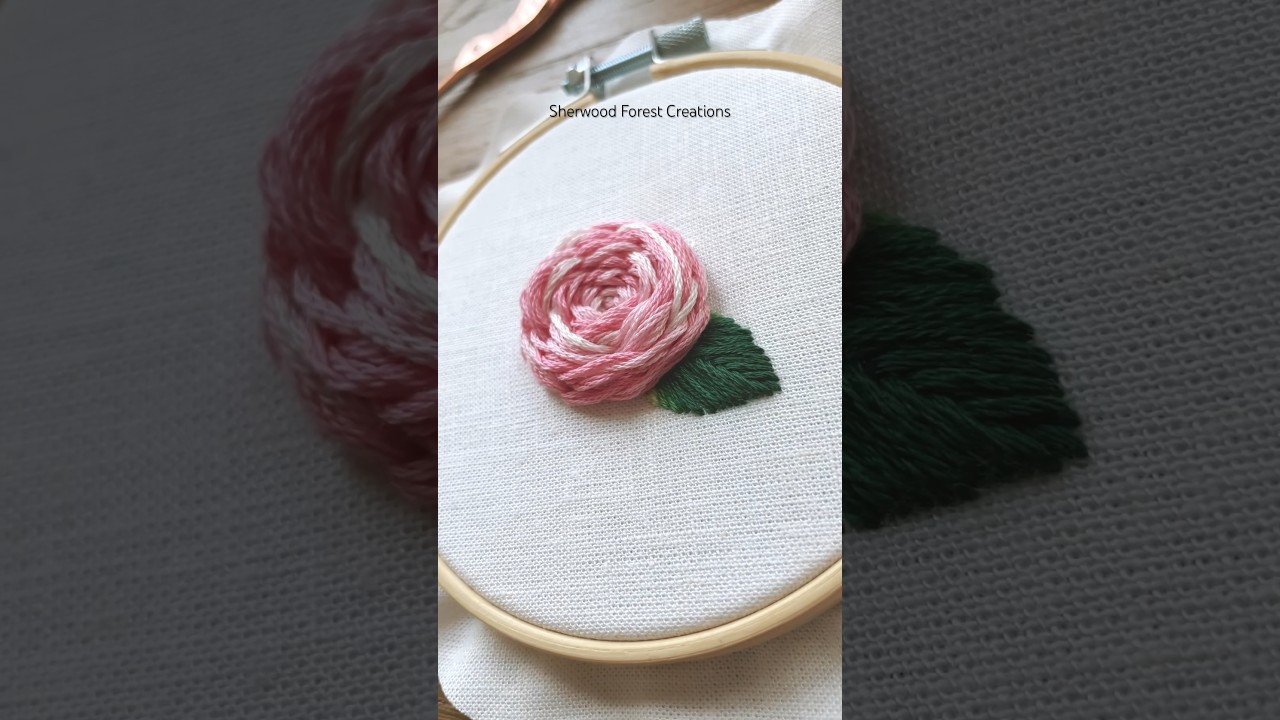 Simple Color Blending Rose with Variegated Thread - Woven Wheel Stitch Embroidery