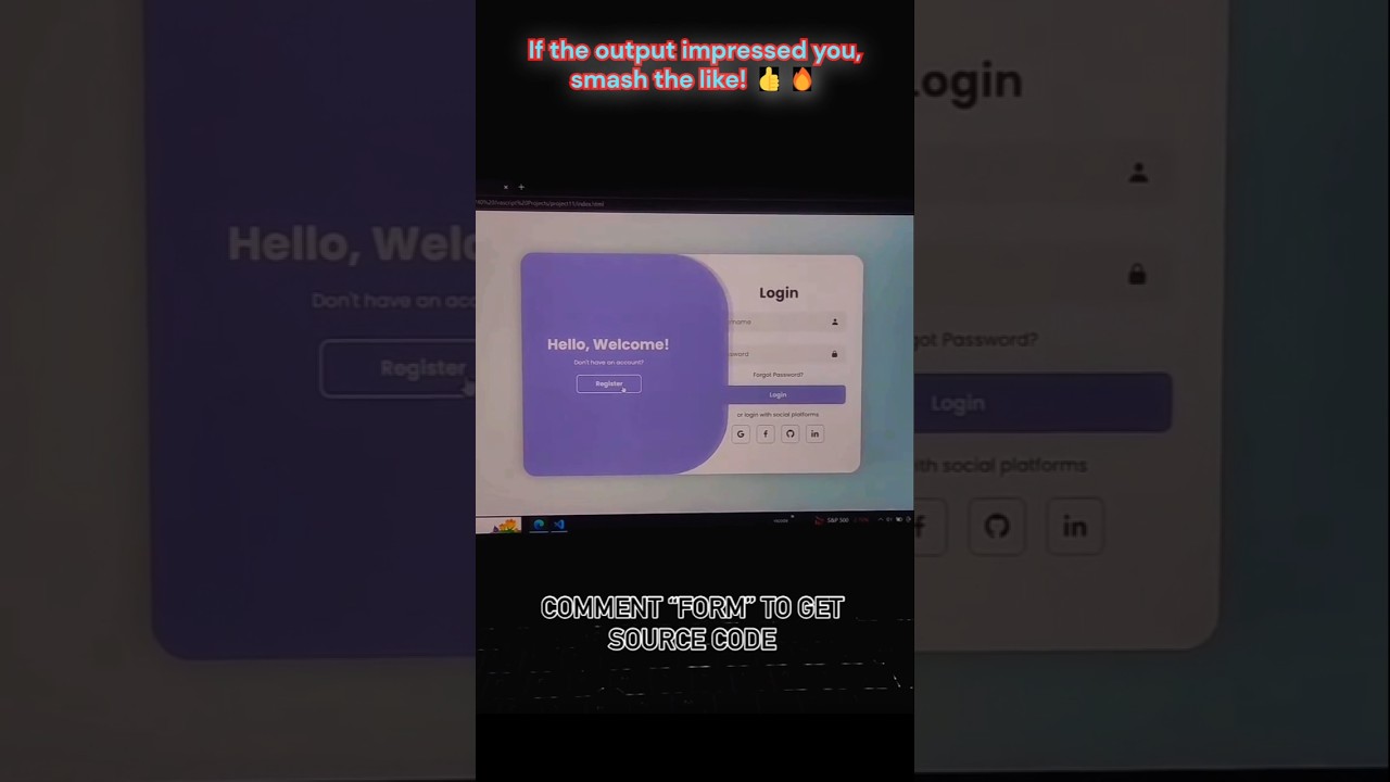 Animated Login and Register Form Using HTML, CSS, and JavaScript