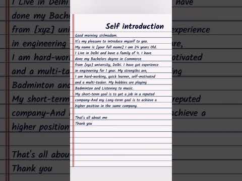 How to introduce yourself in english|| introduce yourself in interview|self introduction in english