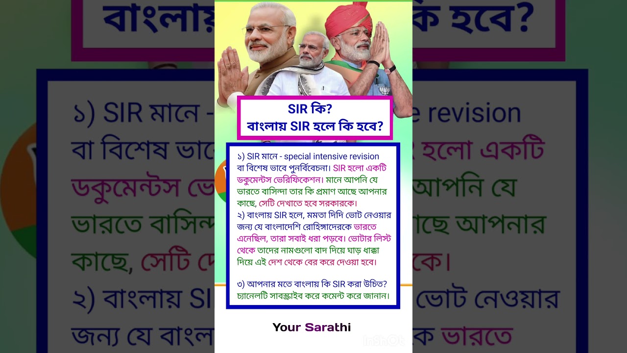 SIR কী? বাংলায় SIR হলে কী হবে? 🇧🇩