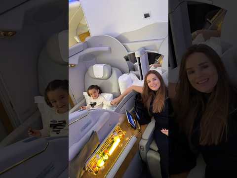 My daughter’s first time flying Emirates first class. #firstclass #emirates