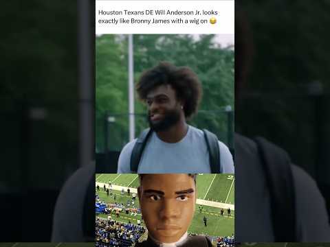 Houston Texans DE Will Anderson Jr. looks exactly like #BronnyJames with a wig on 🤣 #nfl