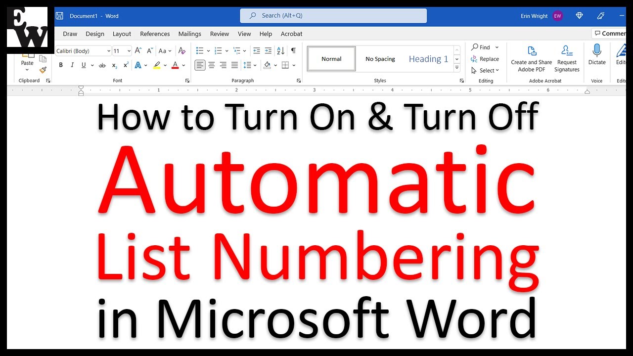 Enable or Disable Auto List Numbering in Word