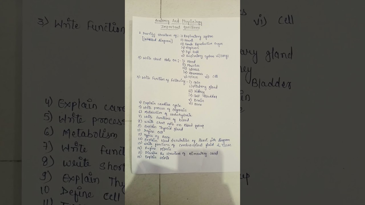 Bsc nursing 1st year most important questions|anatomy and physiology|#bscnursingexam #impquestion