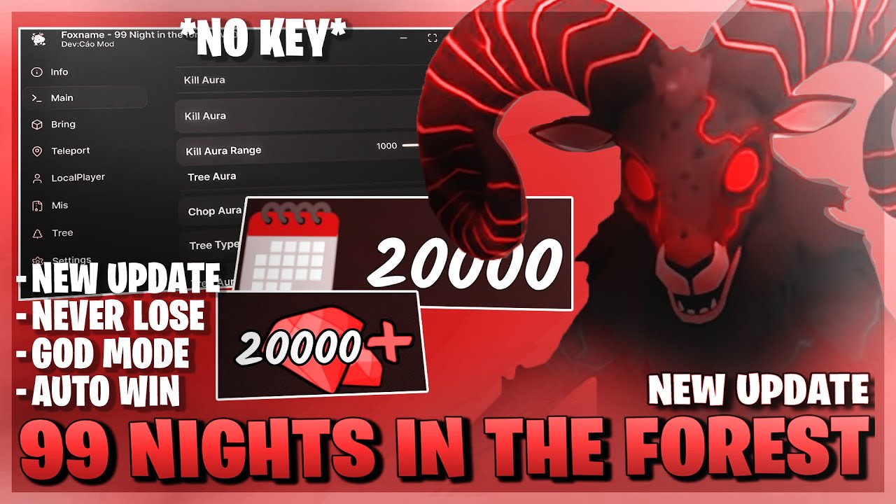 99 Nights In The Forest Script *NO KEY* - New Update, Farm Diamonds, Auto Farm, Godmode & More! 🔦😈