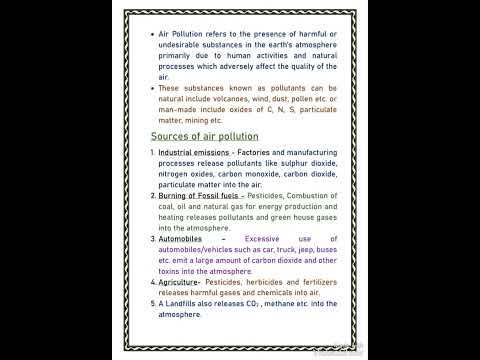 Air pollution ll it's sources, effects and control ll short notes ll essay