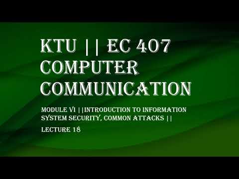 KTU || EC 407 COMPUTER COMMUNICATION || MODULE VI || NETWORK ATTACKS || LECTURE 18