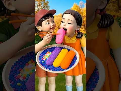 Squid Game AI Mukbang Dessert Colorful Candy Snack ASMR #squidgame #squidgame2 #ai #asmr