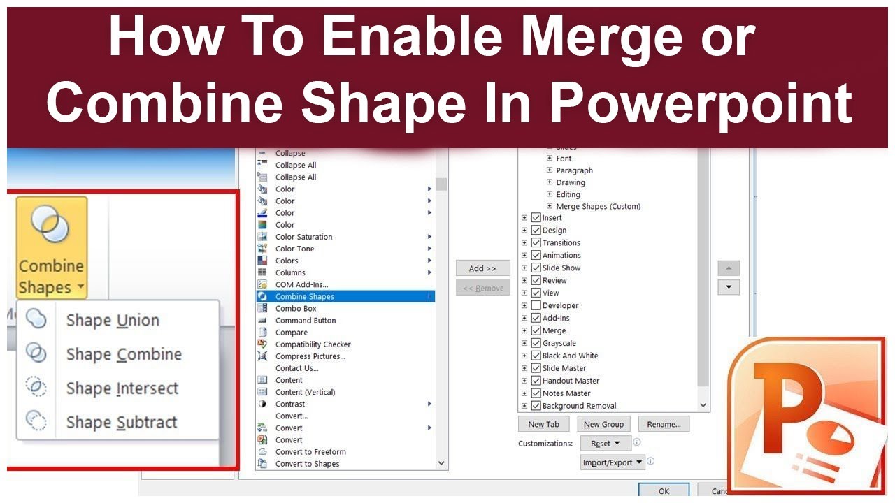 How to Enable Merge / Combine Shapes in PowerPoint  Tutorial
