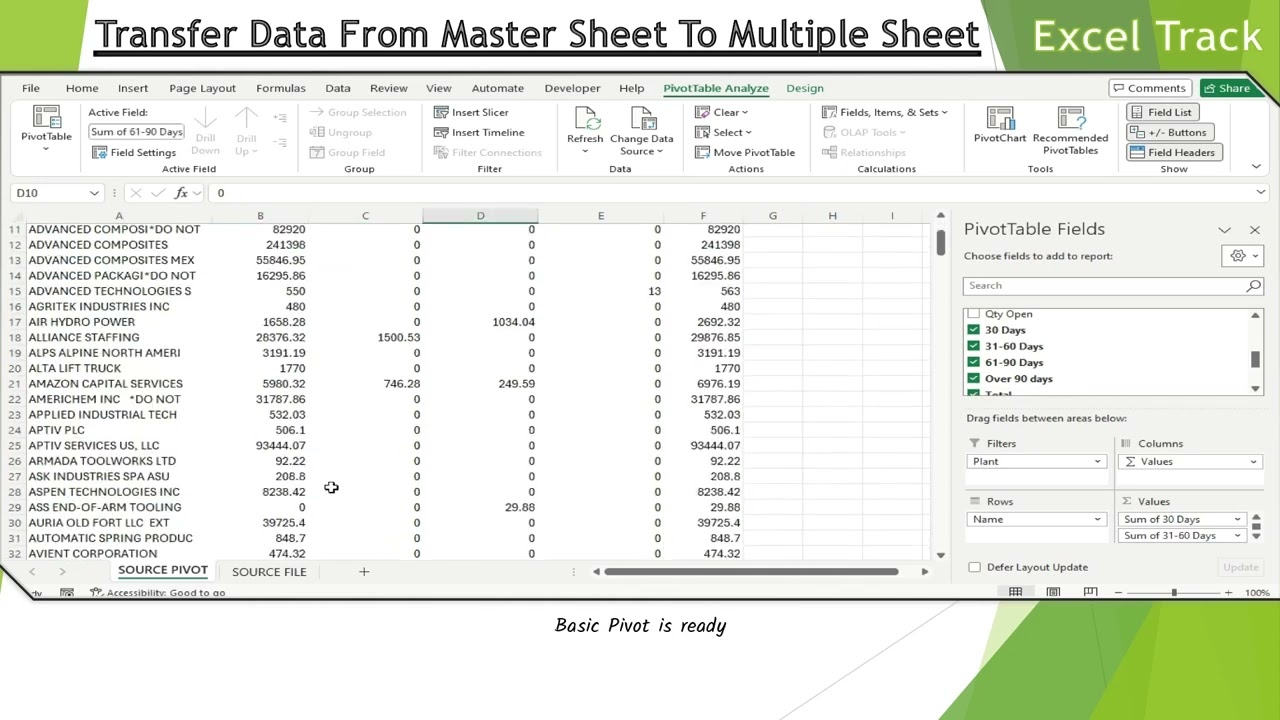 Transfer Master Excel Sheet to Multiple Files