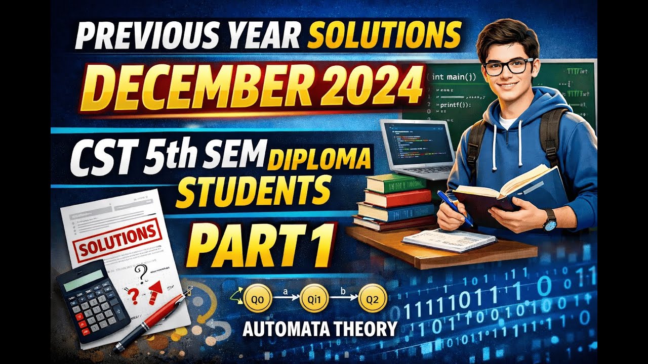 Automata Theory Previous Year Solutions December 2024 | CST 5th Sem Diploma | Part 1  #cst5th
