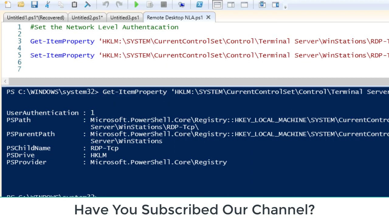 Enable Network Level Authentication with PowerShell π