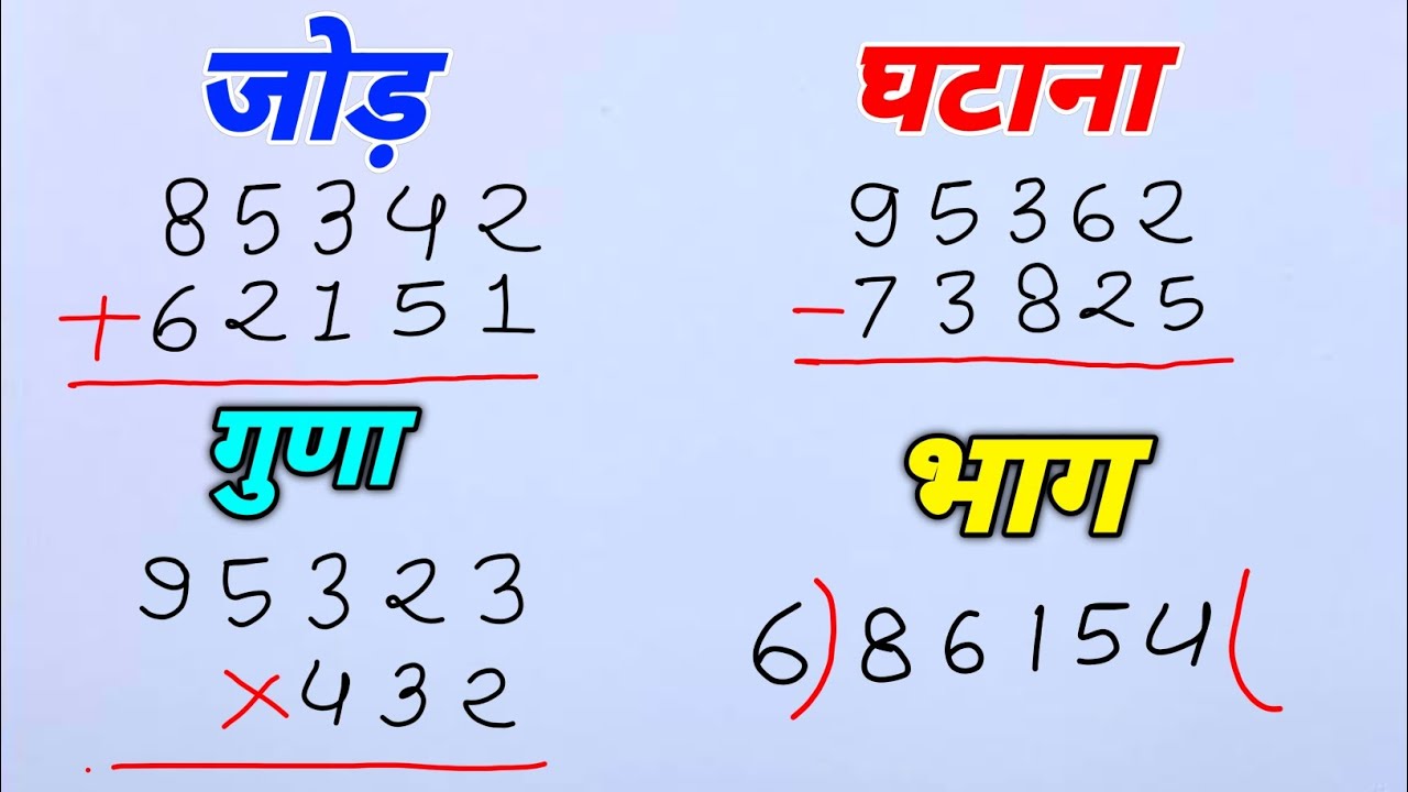 बच्चों के लिए आसान गणित: जोड़, घटाव, गुणा, भाग 🧮