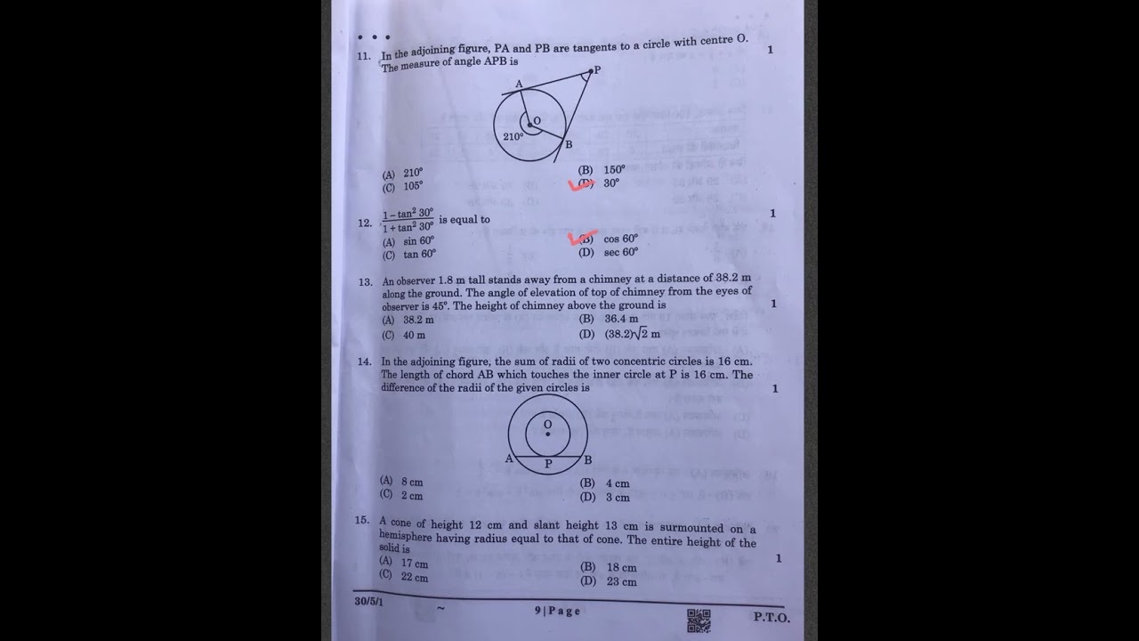 Class 10 CBSE Maths 2025 Answer Key Set-1 📘