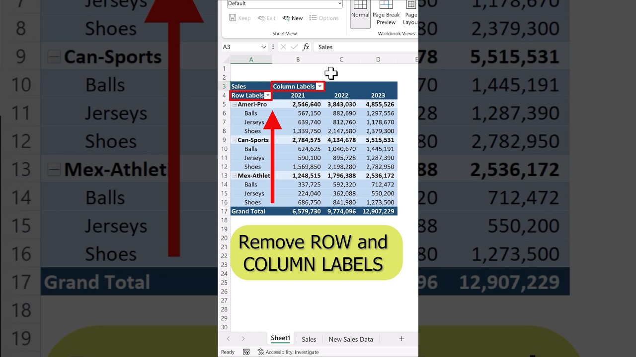 How to Remove Row and Column Labels in Excel Pivot Tables