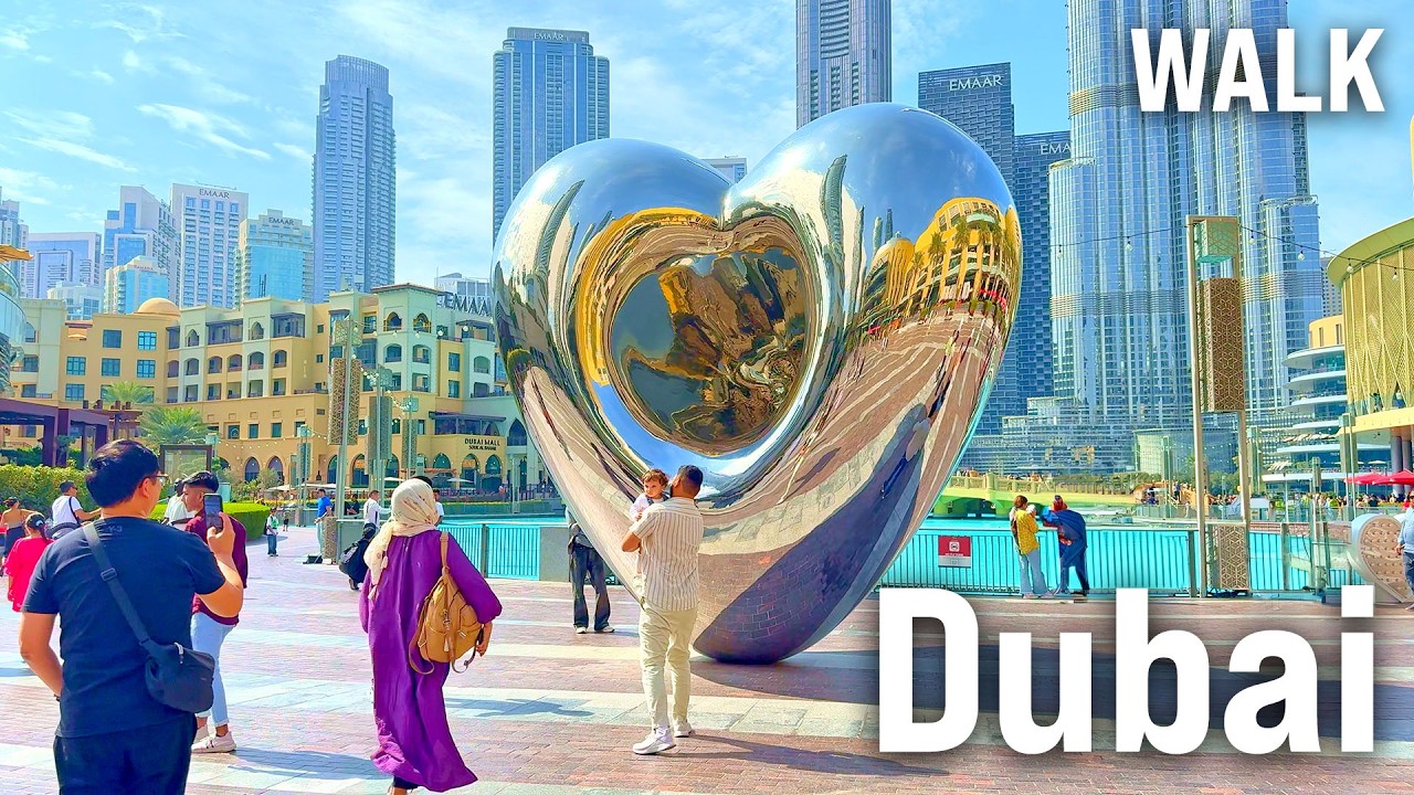 Dubai Walking Tour 4K: Marina, Burj Khalifa & More