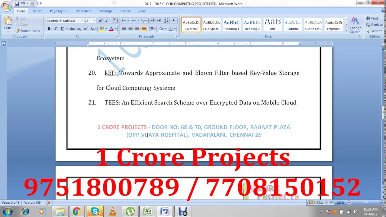 Cloud Computing Projects in Chennai (2017-2018) 💻