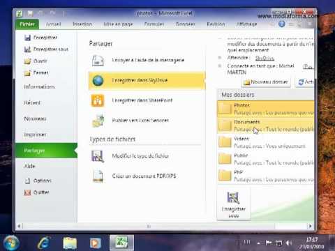 Partager des classeurs Excel 2010 via SkyDrive 🌐