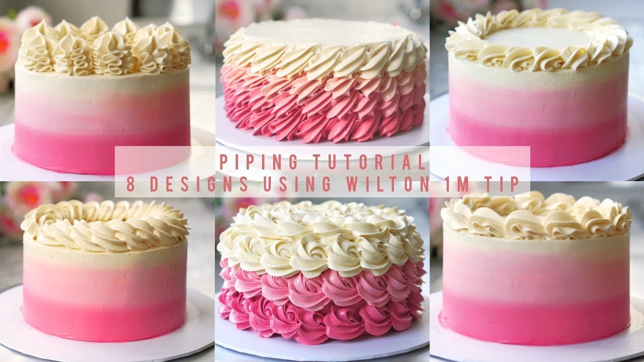 Cake Piping Tutorial: 8 Designs with Wilton 1M Tip 🎂