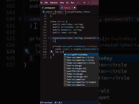 Encrypting & decrypting the private key of a wallet #coding #typescript #blockchain #backend #nodejs
