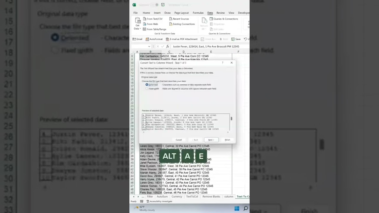 Split Text into Columns in Excel 📊