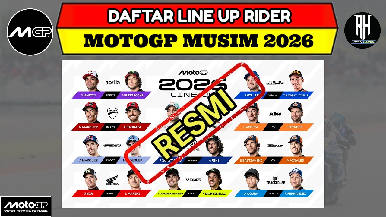 Daftar Pembalap Motogp 2026 | Daftar Rider Motogp 2026 | Line Up Motogp 2026 | Jadwal Motogp 2026