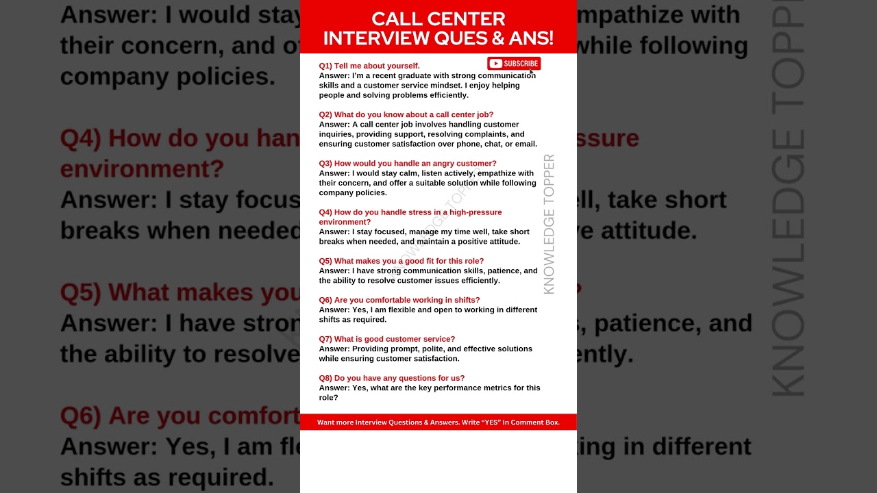 Top 8 Call Center Interview Q&A 📞