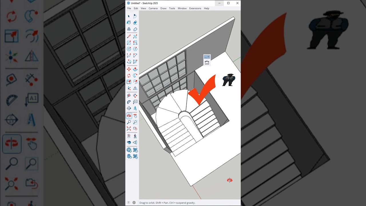 The Way to Create a Round Staircase in SketchUp #shorts #sketchup
